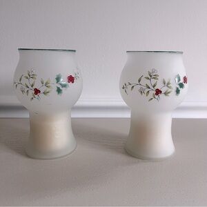 ✨ Pfaltzgraff Winterberry Candle Holders with Candles – Holiday Collectible Set